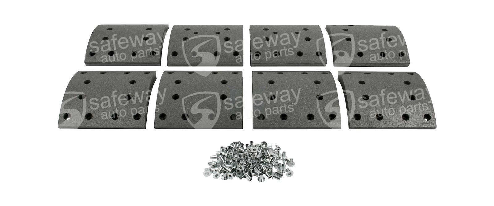 Lining Kit, Brake Drum
Drum: ø410, 2 pcs. 19716, 2 pcs. 19717
and 4 pcs. 19553
Rivets: 8x18/12 pcs.